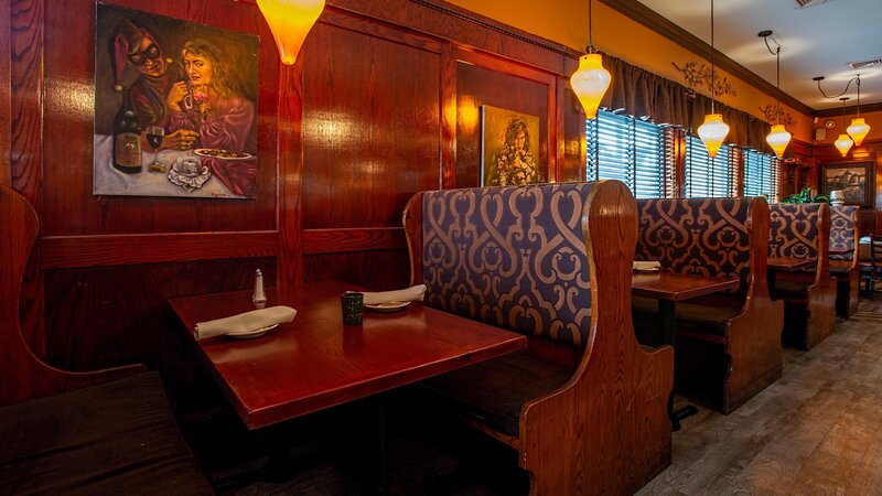 Dining area with booth seating
