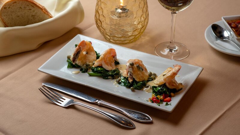 Shrimp arlecchino appetizer